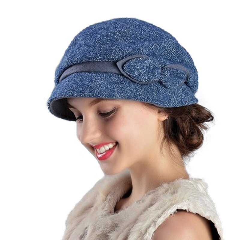 Naisten villahatut, ranskalainen baretti, huopahattu, kirkkohattu, sininen, punainen, harmaa, lämmin, rento, naisten hattu, feminino: Sininen