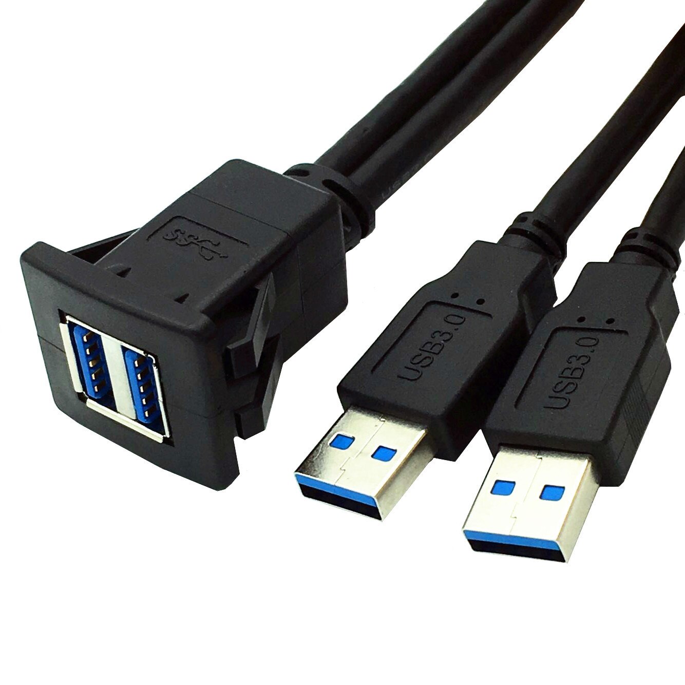 1m 2m High Speed Extension Lead Dual USB3.0 A Male to Female Car Dashboard Panel Mount Extension Cable YR