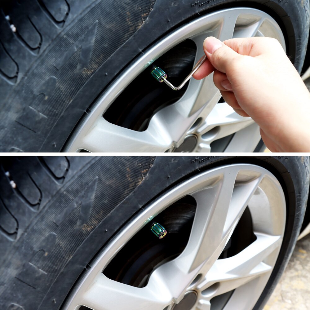 Bouchons de Valve d'air Anti-vol, capuchon de tige de Valve d'air de pneu de voiture, couvercle de capuchon de pression pour voitures SUV vélo alliage de Zinc scintillant coloré 4 pièces
