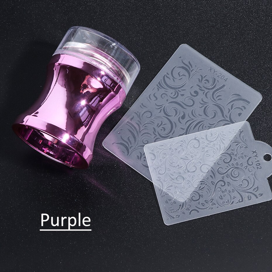 Klar gelé silikone neglestempel til stempling af plade plastskraber med hætte neglelak print manicure billedplade værktøj  ly1033: Lilla