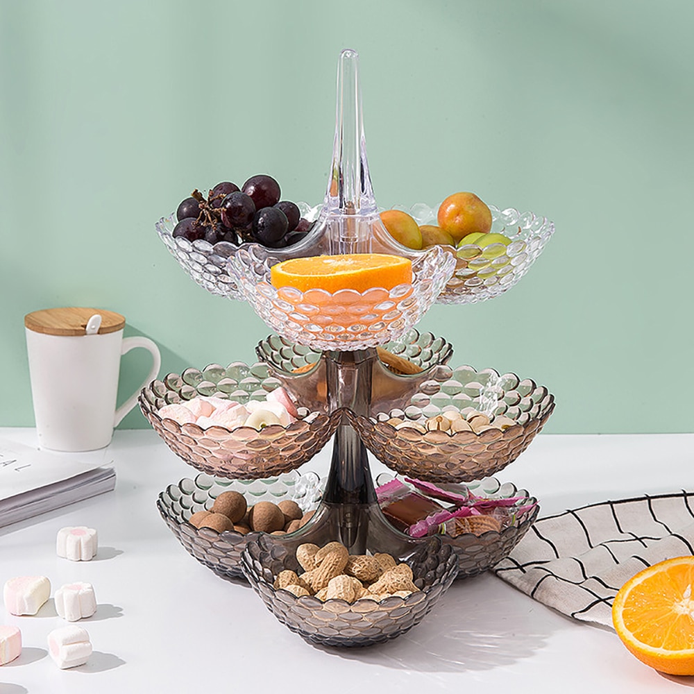 Stacked European Storage Tray Multi-layer Plastic Plate Dried Fruit Snack Platter Bowl Table Snack Candy Trays Rack storage