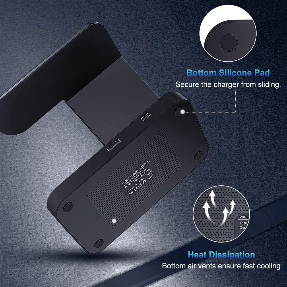 3 in 1 Wireless Charger Stand for Apple Watch 6 5 4 3 Airpods Pro iPhone XR XS 8 11 12 Samsung S20 S10 Buds QI 15W Fast Charging