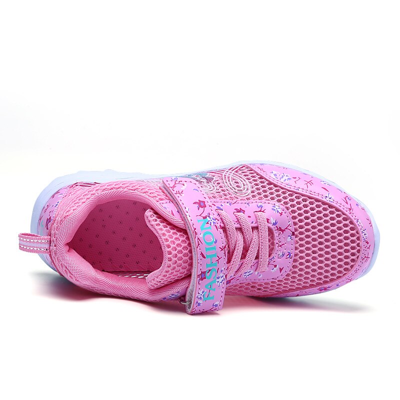 Lente zomer kinderen ademende sneakers comfortabele mesh meisjes sportschoenen casual jongens schoenen roze paars wit