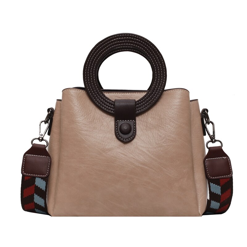 Mode Dames Tassen Dames Handtassen Circulaire Hechtdraad Handvat Retro Vrouwen Schoudertassen: Khaki