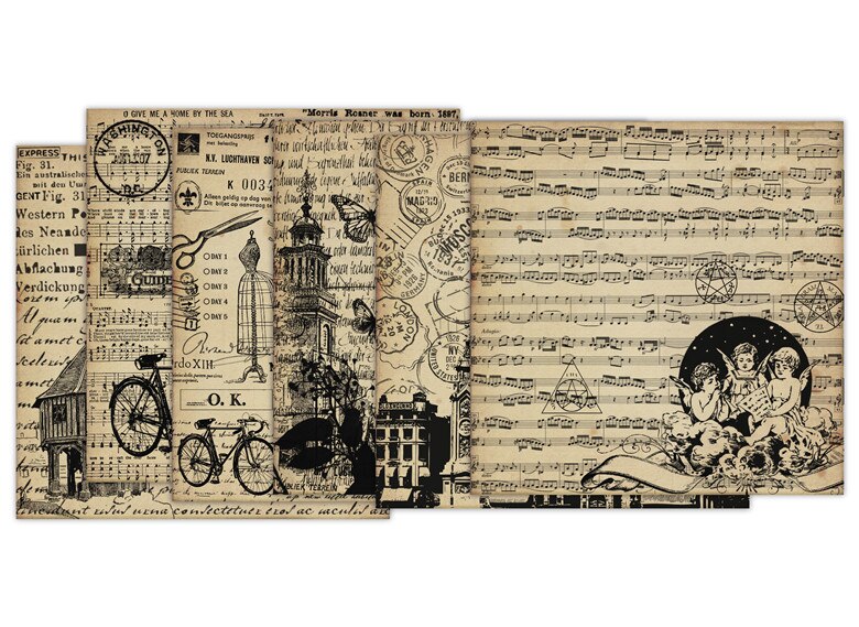 2022 DIY Retro newspaper Scrapbooking paper pack of 24 sheets handmade craft paper craft Background pad