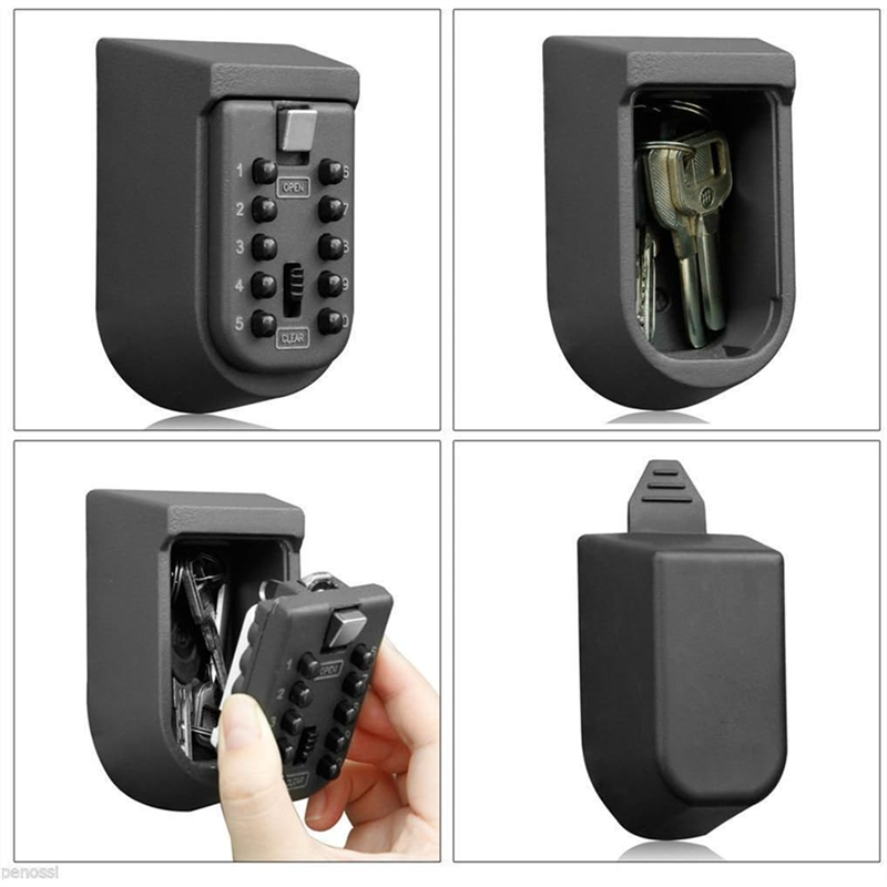 ELECT-Indoor Outdoor Key Lock Box Push Button Combination Wall Mounted Key Safe Storage Security Lock Box
