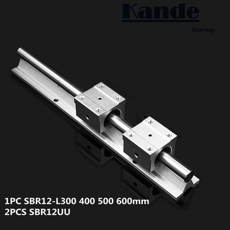 Linjär skena 12mm sbr 12 - 300 400 500 550mm 1 pc linjär styrning sbr 12 + 2 st sbr 12uu block för cnc