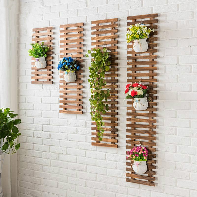 Solid Wood Flower Stand Wall Decoration European Style Living Room Wall Hanging Wall Plant Shelf Decorative