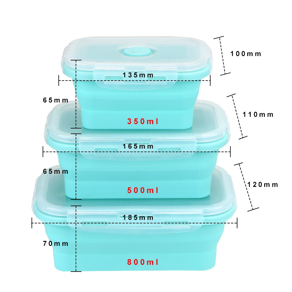 3 Stks/set Opvouwbare Siliconen Gunstig Lunchbox Keuken Accessoires Bento Dozen Lunchbox Voedsel Fruit Salade Opbergdoos