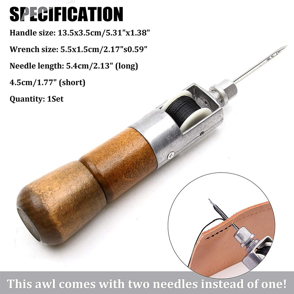 Punzón de cuero para coser a mano, Kit de agujas de hilo para costura de tela artesanal, herramientas de cuero, 5 unids/set por juego