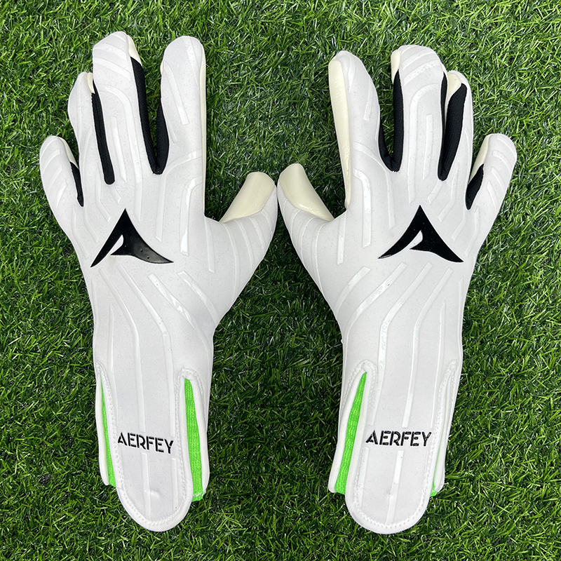 Gants de gardien de but de football en latex épaissi 4 mm Protection professionnelle Adultes Adolescent Gardien de but de football Gants de gardien de but: WHITE / L