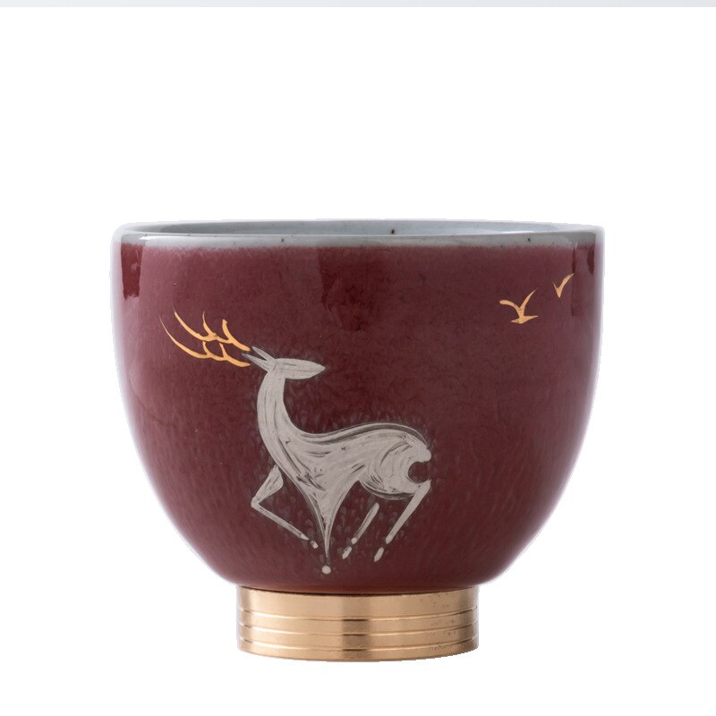 Rouge cuivre semelle Kung Fu tasse en céramique à la main grossière poterie service à thé personnel thé maître tasse unique tasse cramoisi en céramique tasses à thé