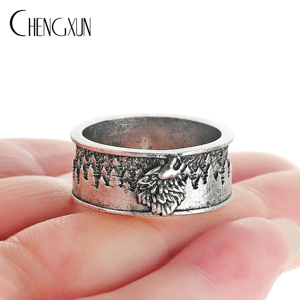 Chengxun Dragon Stijl Handgemaakte Antieke Zilveren Mannen Band Ring Punk Hip Hop Stapelbaar Biker Ring Mannelijke Vintage Mythologie Ring: 028