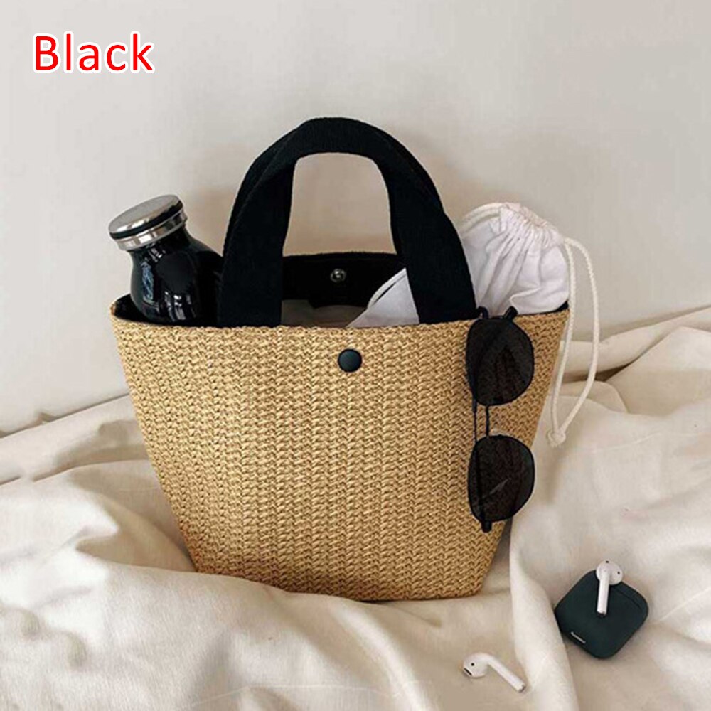 Bolso de paja de gran capacidad para mujer, canasta tejida hecha a mano, bolso de playa bohemio, de de lujo, de lona, para verano,: 2