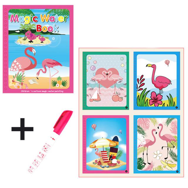 1Set Magic Water Drawing Book Painting coloring Book Montessori Doodle With Water Pen scratch art Crafts Board For Kids Toys: F