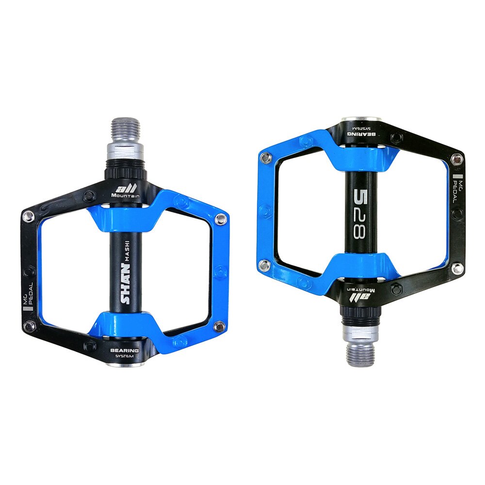 2 pçs pedais de bicicleta magnésio mtb estrada da liga de alumínio pedal antiderrapante pedais plataforma plana peças ciclismo acessórios: Blue