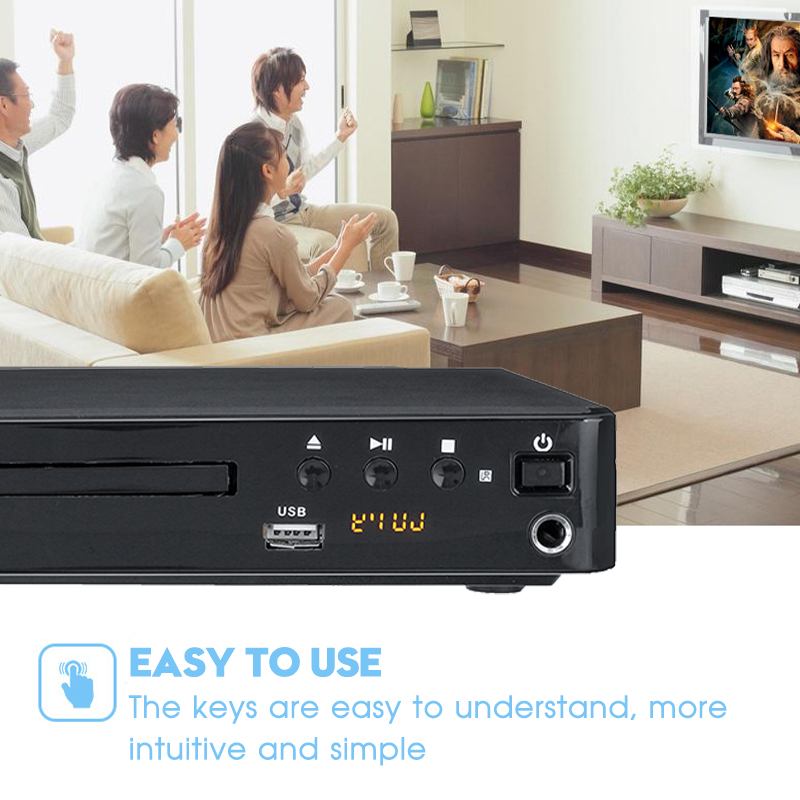 Hd dvd-spelare för tv med hdmi av-utgång innehåller hd med av-kabel usb-ingång video  mp4 mp3 cd usb med fjärrkontroll