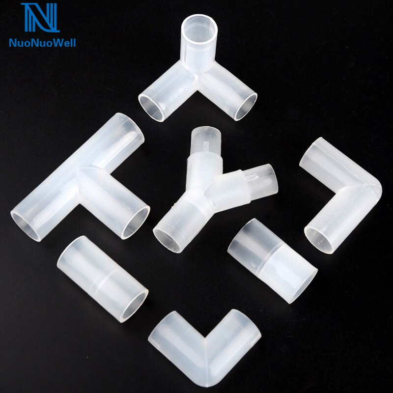 NuoNuoWell Inner Diameter 20mm Pipe Connector PVC Translucent Pipe Joints Rain Pipe Accessories Tee Elbow Connectors 2pcs-Pack