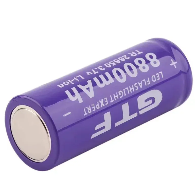 GTF - rechargeable lithium-ion battery for LED flashlight, battery, 26650 3.7V 8800mah.