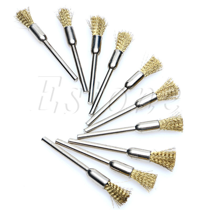 1 Set 10pc Mini Brosse Métallique Brosses 3mm x 5mm En Laiton Roue de Coupe pour Meuleuse ou Perceuse