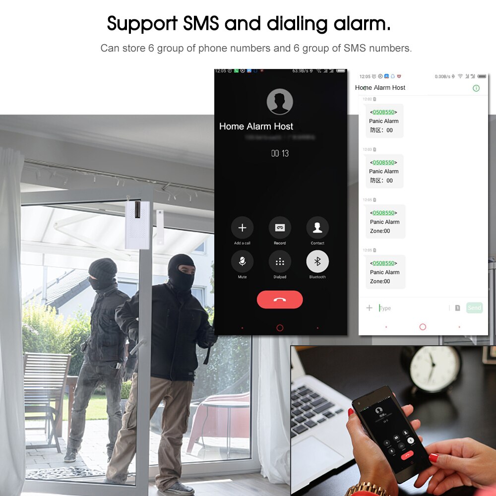 Tuya Smart WIFI GSM Home Security Alarm System PIR Remote Controll Compatible with Alexa Google Assistant 100-240V Alarm System