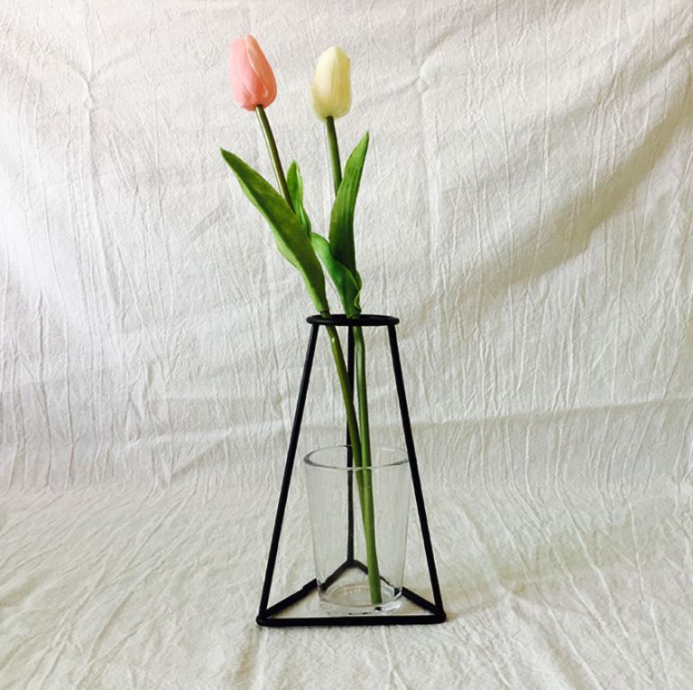 Nordisk minimalistisk abstrakt vase linjer sort en jern vase blomster vase tørret blomst: H