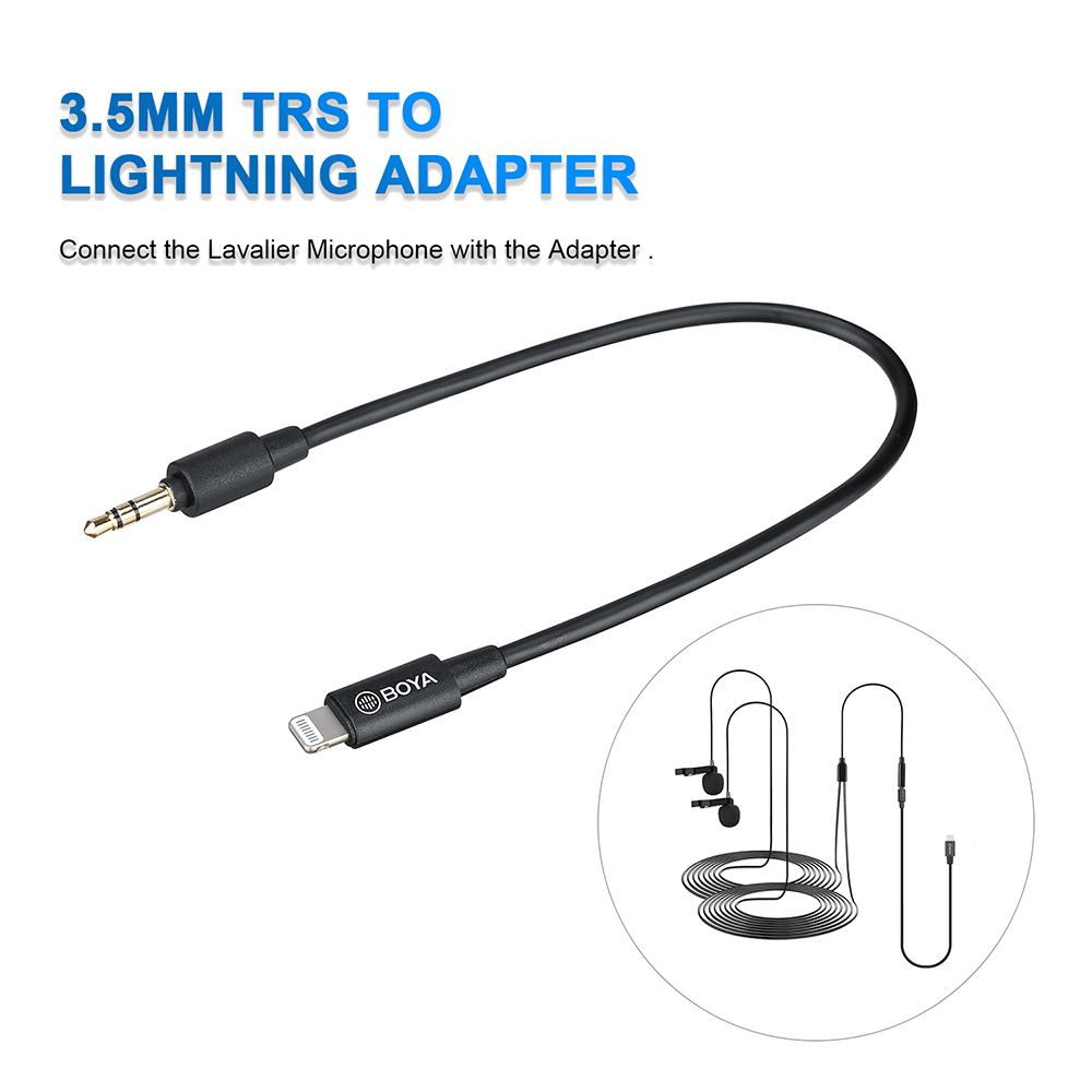 Boya by -m2/m2d nierenförmiges lavalier-ansteckmikrofon mit 3.5mm trs-kabeln, abnehmbarem einzelkopf, kompatibel mit ios-smartphones