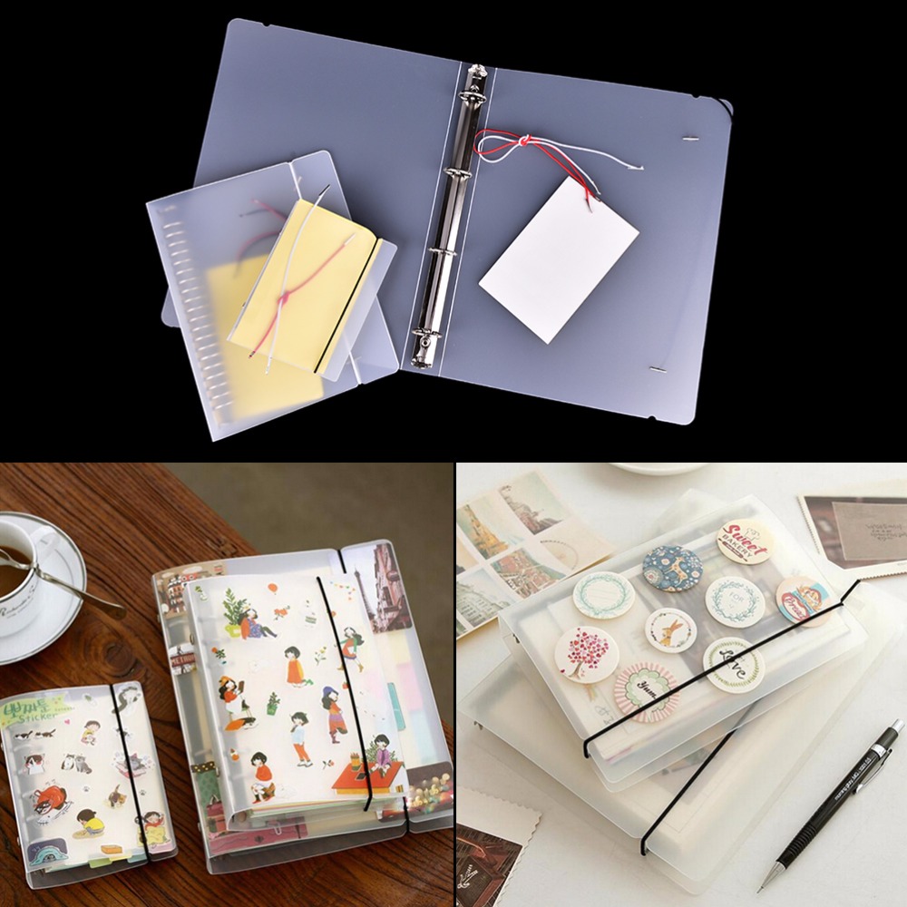 Plastikfilfilmappe gennemsigtig farve plast notesbog journal løvblad ringbinder dagbog planner dækning  a4