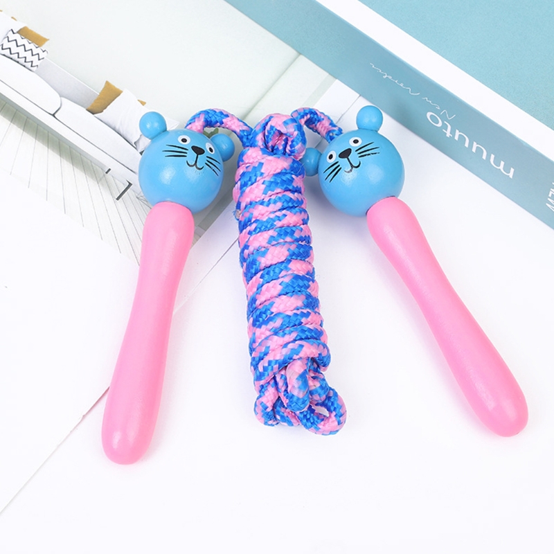 7 Farben Kinder Springseile Holzgriff Sport Bodybuilding Fitness Schöne Cartoon Springseil Verstellbare Fitnessseile