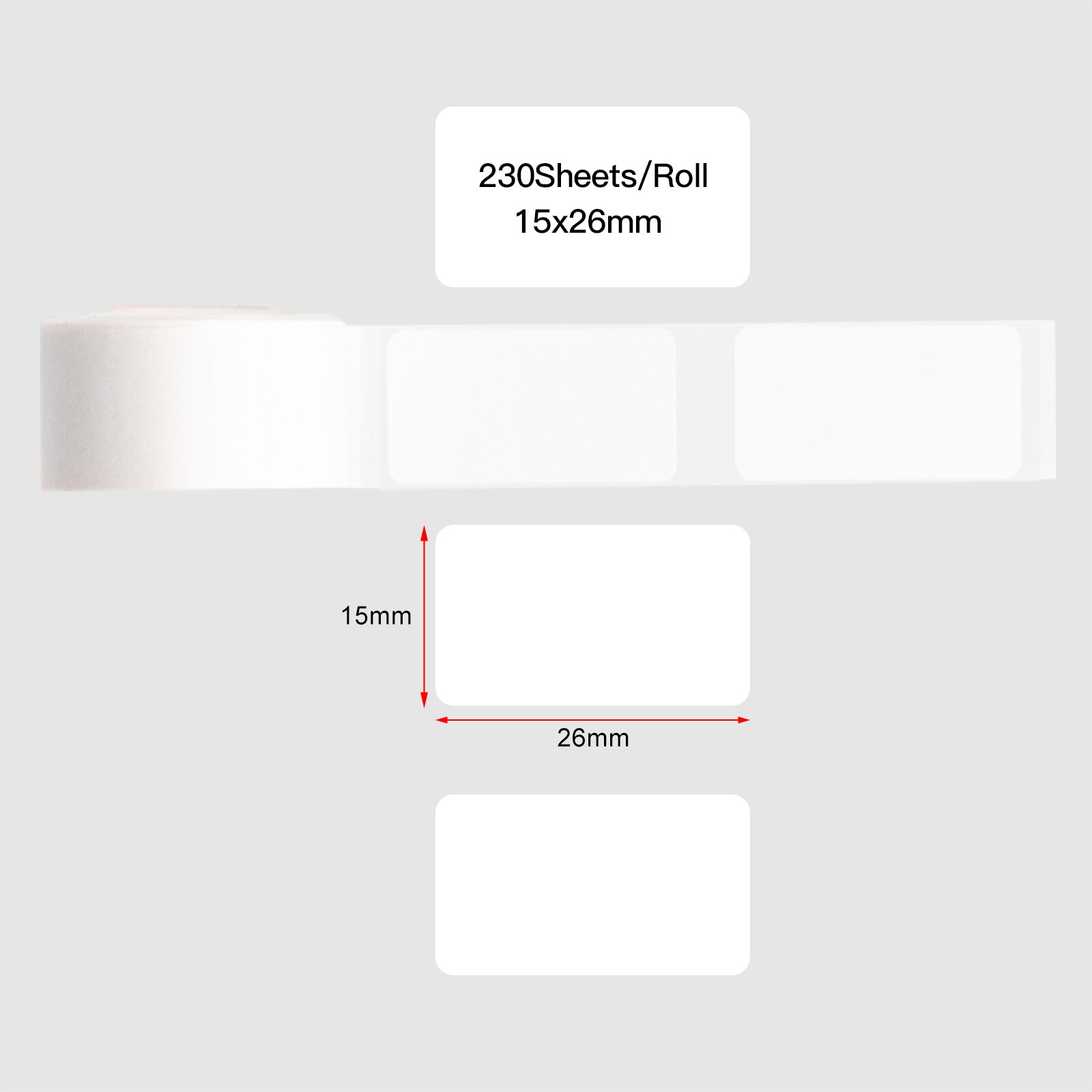 Aibecy Blank Label Paper Self-Adhesive Thermal Paper Roll 15*50mm 130sheets/roll Compatible with Phomemo D30 Thermal Printer: 15x26mm-230 sheets