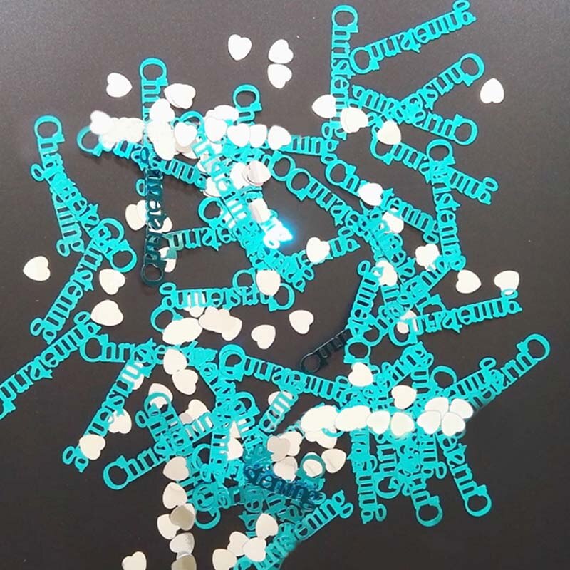 CHRISTENING Confetti Pink or Blue Ideal Table Decorations Boy or Girl Heart Metallic Glitter Foil Sequins Wedding Festival Party