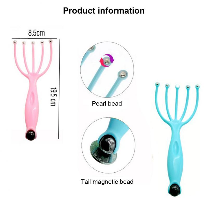 Masajeador de cabeza con cuentas magnéticas, rascador de cabeza Manual para el cuidado de la salud, gancho de masaje para cuero cabelludo de plástico, herramienta de relajación, 1 ud.