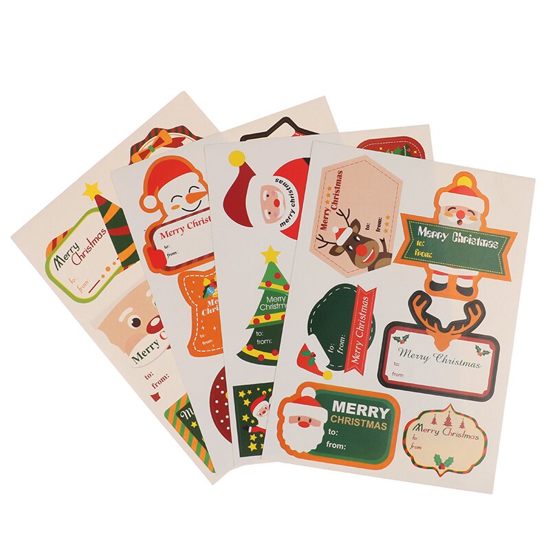 48 Pcs/8 Sheets DIY Christmas Advent Calendar Paper Christmas Tree Snowman StickersPackaging Self-adhesive sealing Labels