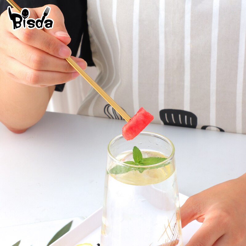 Cuillère à glace en acier inoxydable, cuillère à mélanger, Long ustensile à Cocktail fourchettes à fruits remuer outil à vin 1 pièce