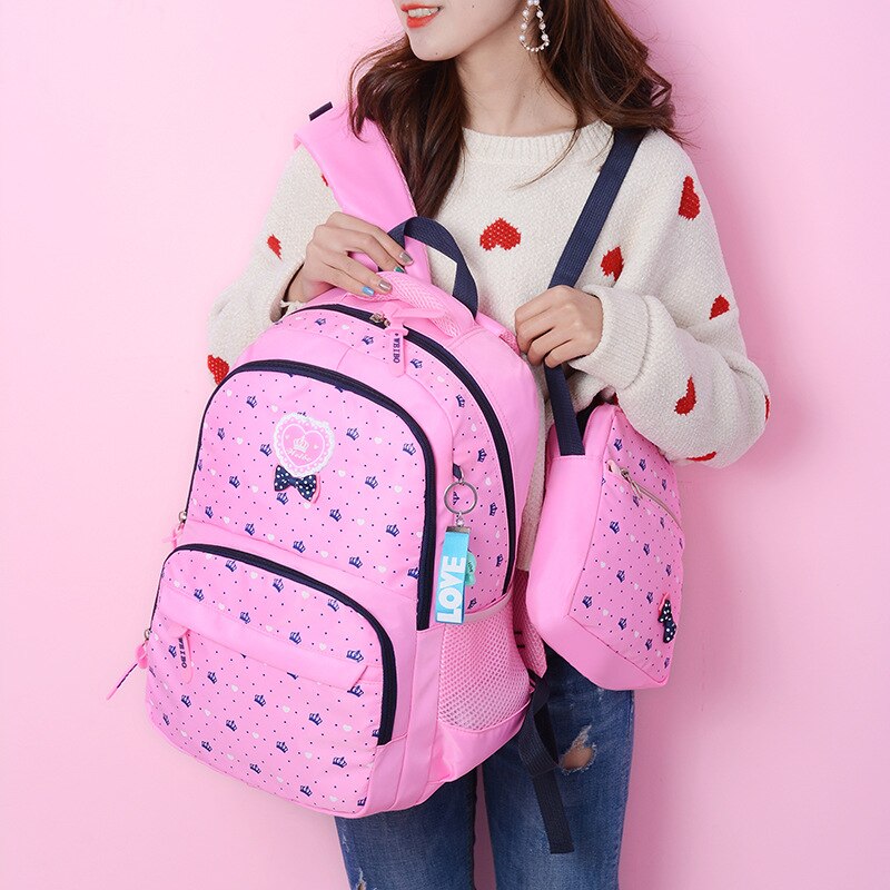 3 Stks/set Crown Printing School Tassen Voor Tienermeisjes Patroon Verse Prinses Schooltas Vrouwelijke Rugzakken Mochila Sac A Dos