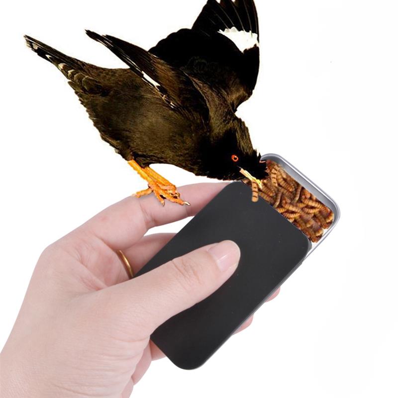 Bird Feeder Box Sliding Push-Pull Parrot Training Tool Metal Pet Food Box For Parakeets Pet Food Storage Case Birds Accessories: Default Title