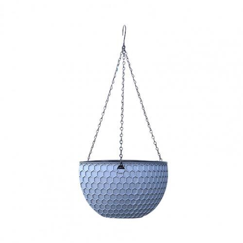 Hanging Flower Basket Imitation Honeycomb Self Water Absorption Waterproof Outdoor Resin Plant Hanger for Garden: Blue Gray M