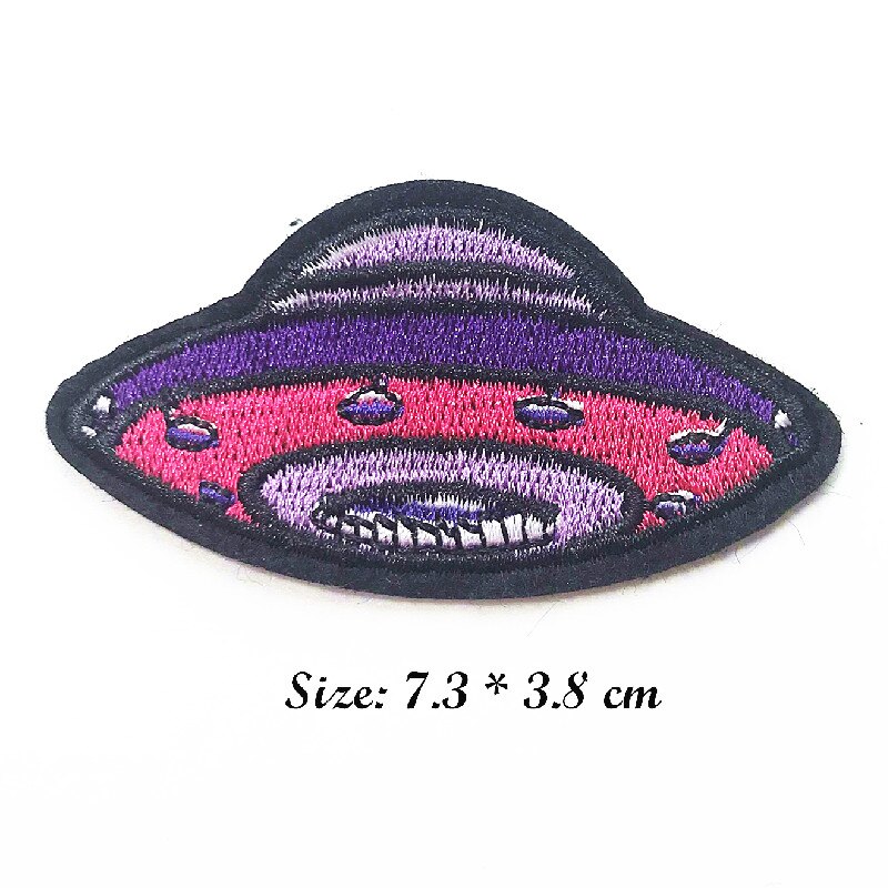 Rocket Flying saucer Space ship Patches Embroidered for Clothing DIY Stripes Applique Clothes Stickers Sewing Iron On Clothes: 4