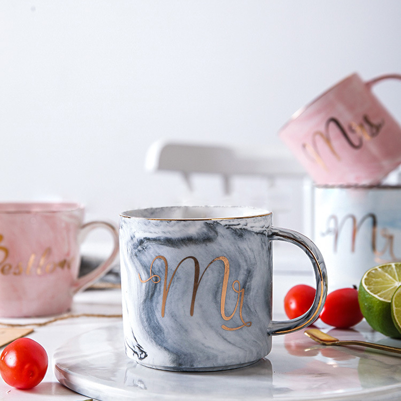 1pc marmor te koppar mr mrs mugg dricksmjölk kopp kaffe par hållare flaska för bordsduk keramiska vattenglas krukor da