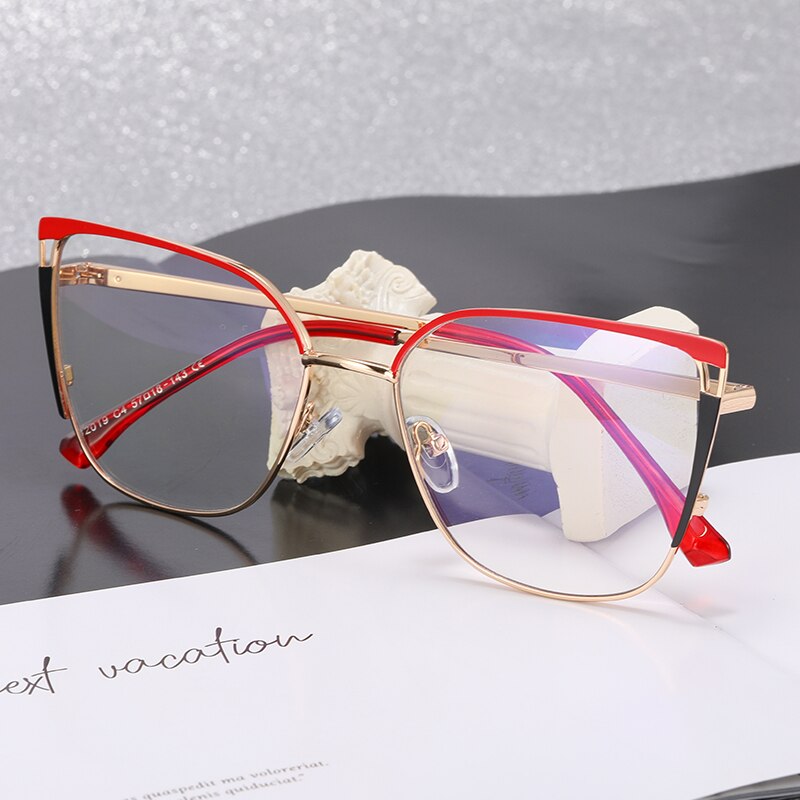 Kanspace Anti Blue Light Computer Eyewear Prescription Optical Vintage Metal Women Eyeglasses Cat Eye Glasses 82019