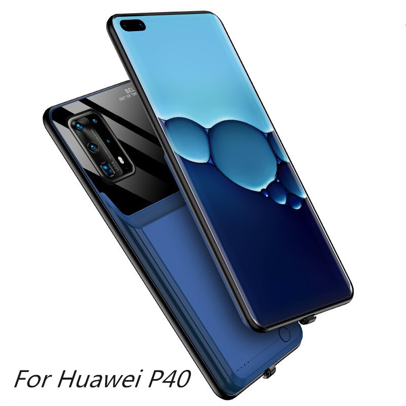 6000Mah Externe Batterij Oplader Gevallen Voor Huawei P40 Pro Power Bank Batterij Opladen Cover Voor Huawei P40 Pro + batterij Case: Blue For P40