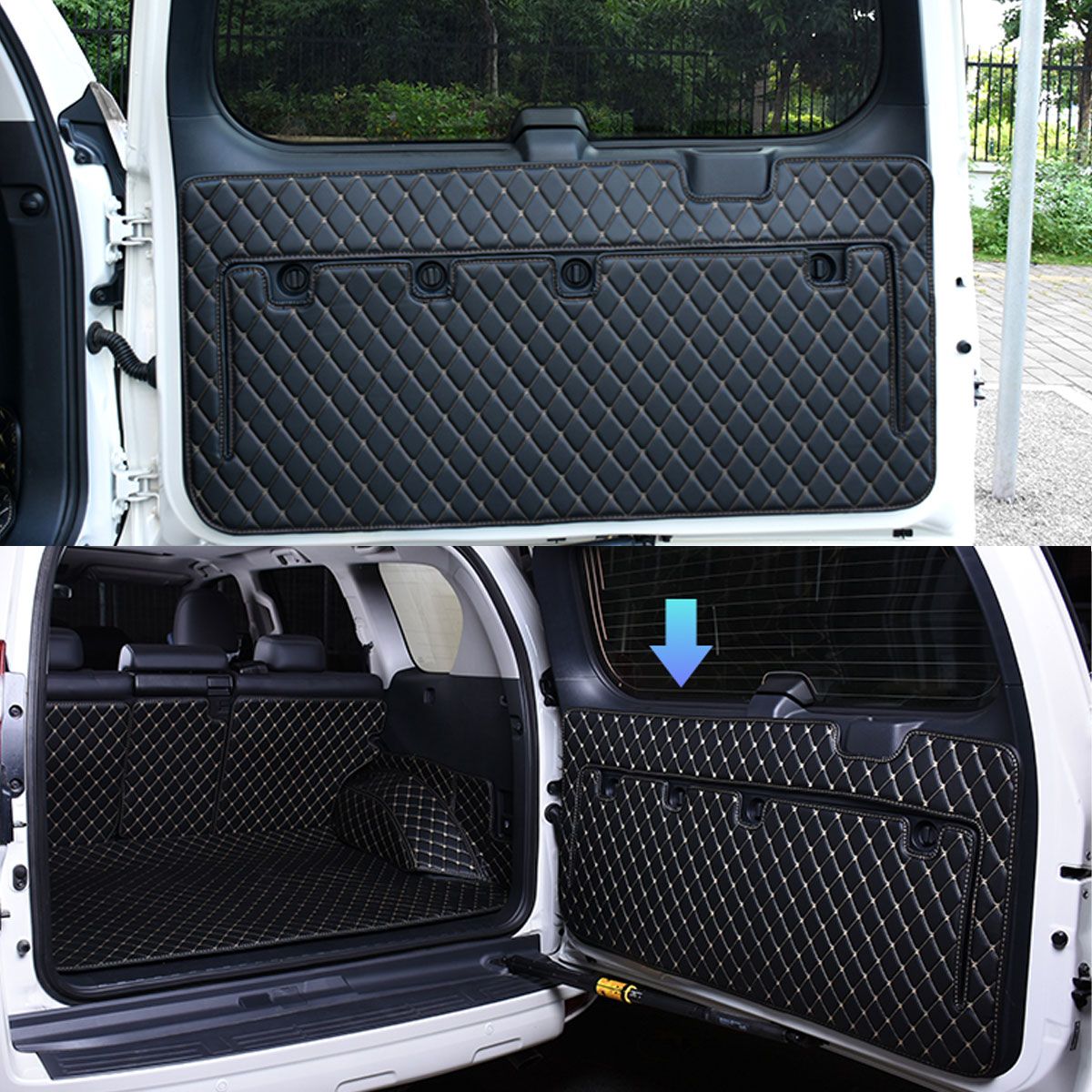 For Toyota Land Cruiser Prado 150 Cargo Rear Trunk Tailgate Tail Gate Door Mat Cover Floor Carpet Mud Pad Kick Tray: Black