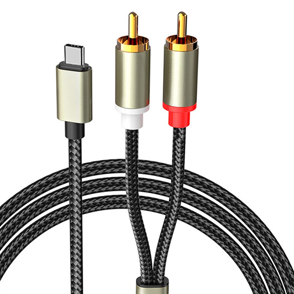 Kabel audio typu C na RCA 2 RCA Aux Konwerter kabla USB C Linia audio do laptopa Wzmacniacz głośnikowy telefonu komórkowego 1 m: Default Title