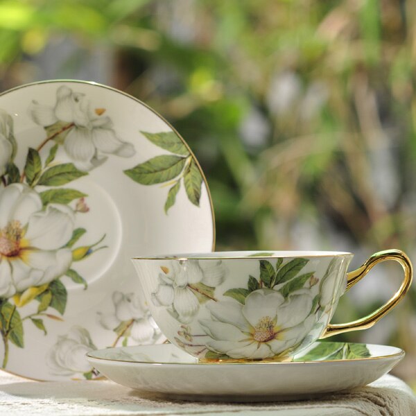 Camellia English coffee-cup set espresso cups home ceramic European afternoon-tea cup set box packaging girlfriend