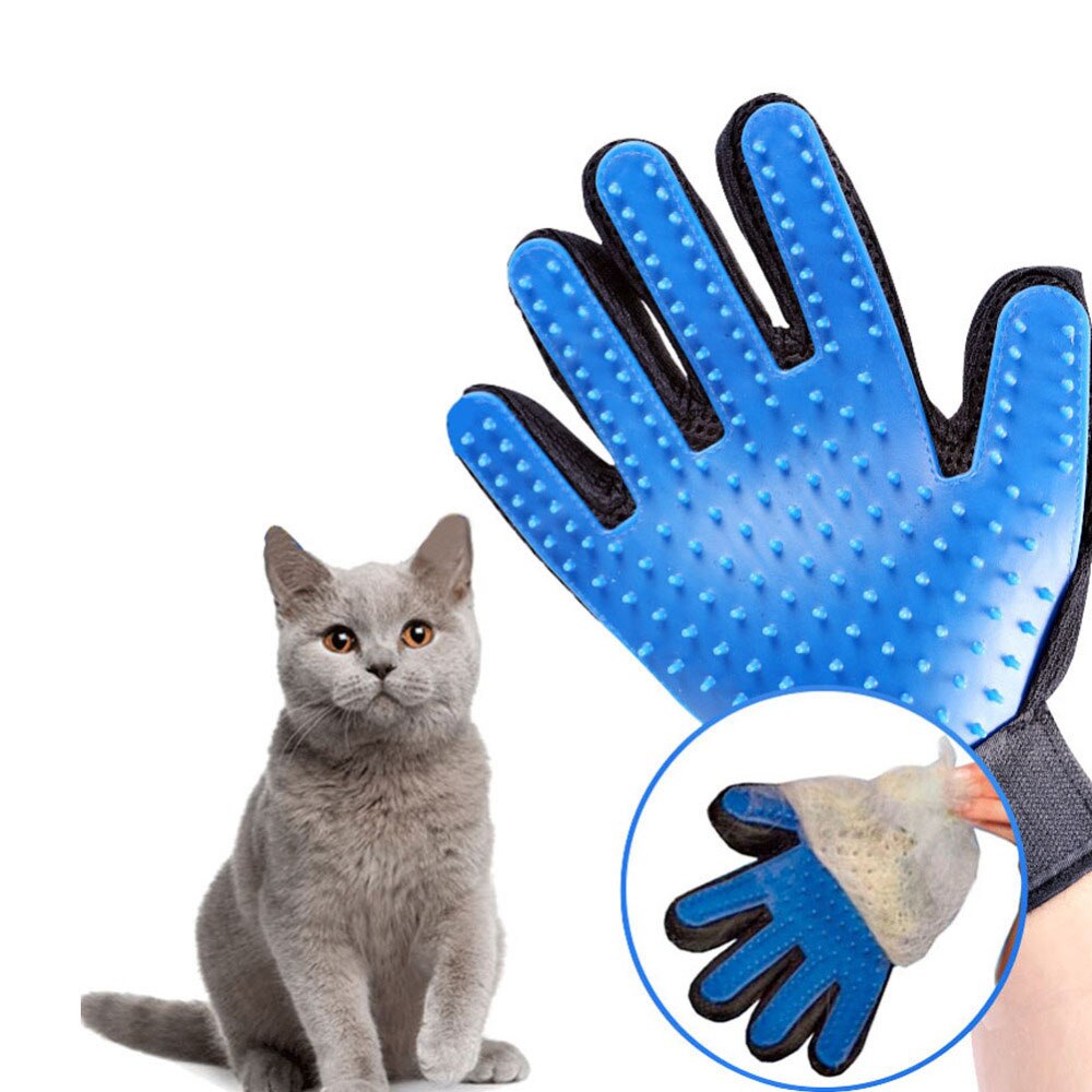 Guante de lana para gatos, cepillo para quitar el pelo de mascotas, peine para masaje para limpieza de perros