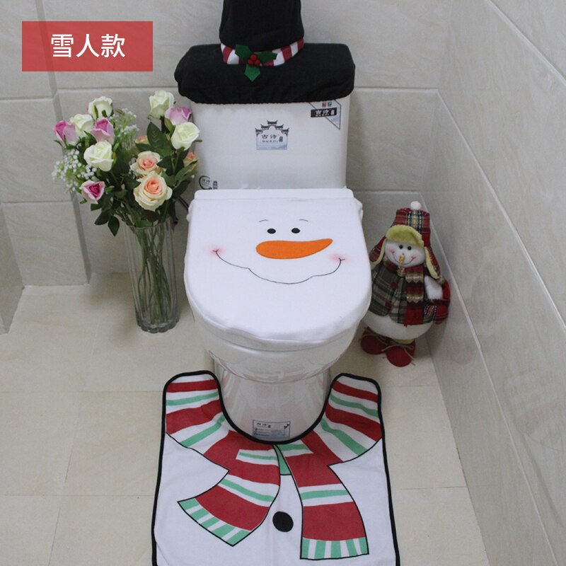 Luanqi toilette décoration père noël salle de bain tapis noël toilette siège & couverture noël toilette couvercle nouvel an noël décoration: 39-04