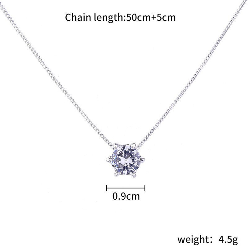 Collana semplice con ciondolo con strass in zircone di cristallo alla moda per le donne Fascino in oro bianco con catena a clavicola Collana da sposa