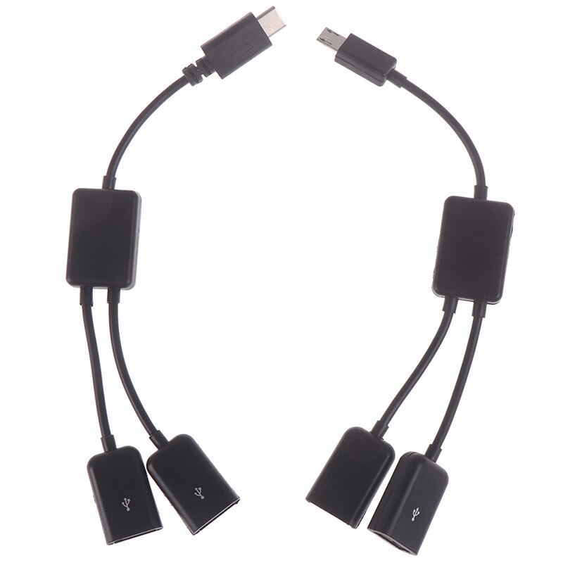 Micro USB/Tipo C a 2 OTG, Cable HUB de doble puerto Y divisor para tableta, Android, ratón, teclado, adaptador micro-usb tipo C