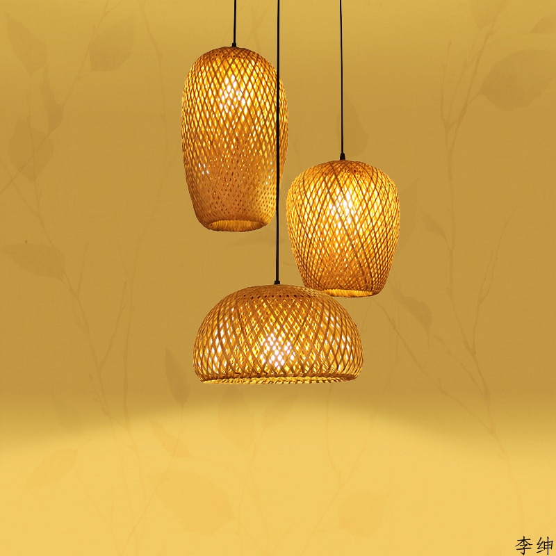 Chinese Hand Knitted Bamboo Art Pendant Lights Restaurant Caf Loft Hanging Pendant Lamp Home Decor Bamboo Led Light Fixtures