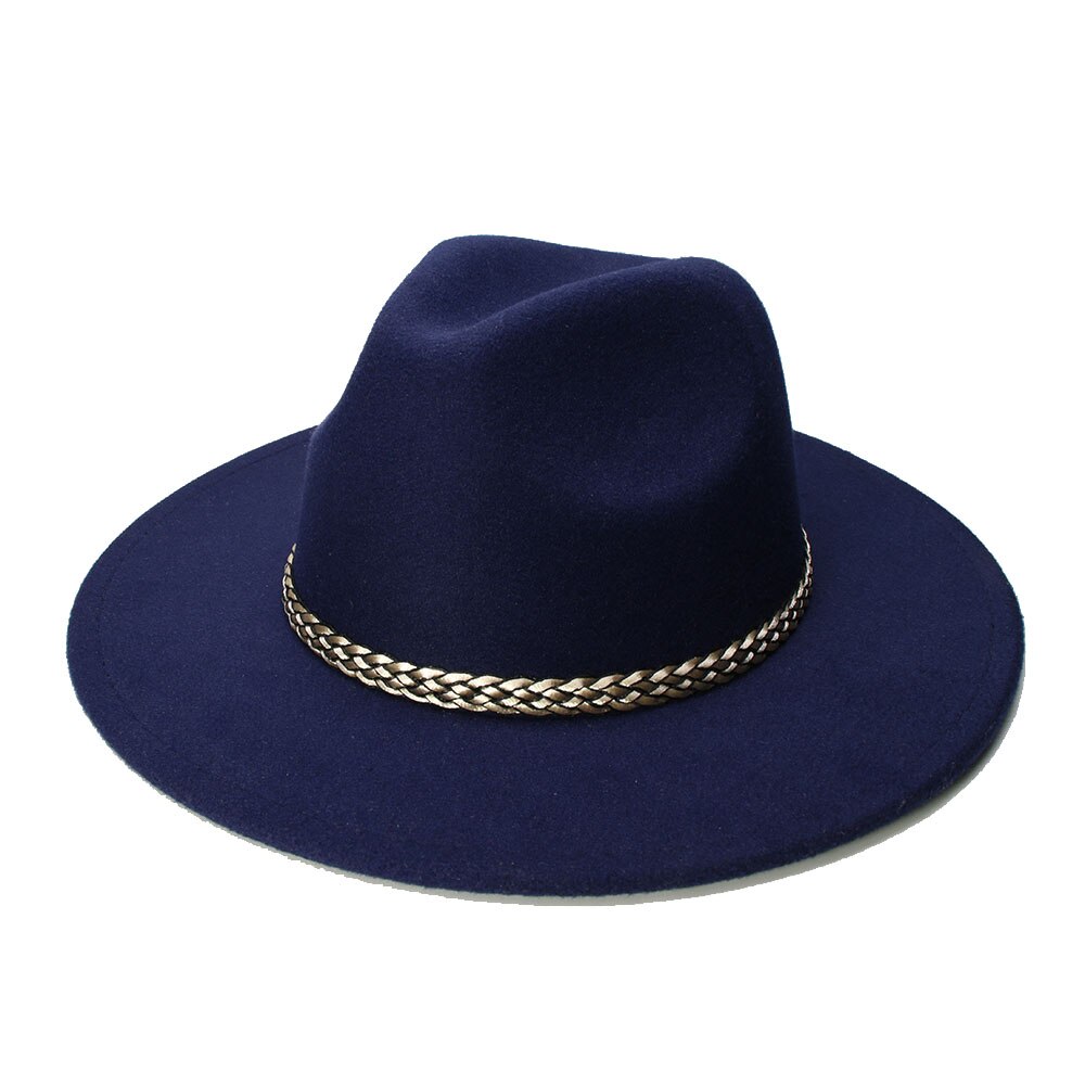 LUCKYLIANJI-gorro de ala ancha para niño, sombrero de ala ancha de lana Retro, Panamá, Jazz, banda de punto Champán (54cm/ajustado)